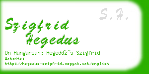 szigfrid hegedus business card